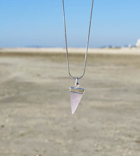 collier triangle quartz rose argent la belle bobo lithoterapie