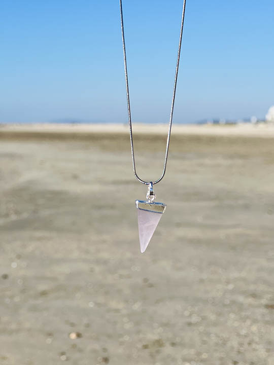 collier triangle quartz rose argent la belle bobo lithoterapie